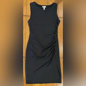 EUC LEITH rouched black midi dress, size medium